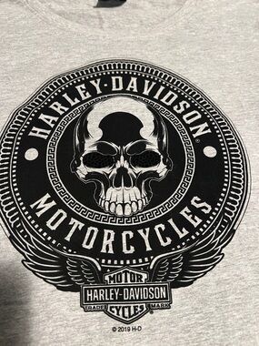 Harley-Davidson Gray Tee with Black Bling Enhanced Skull Emblem | XL *NWT
